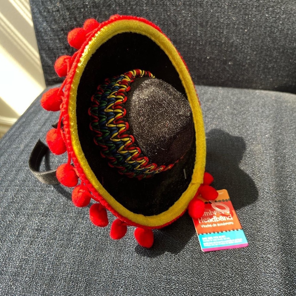 Mini Sombrero Headband with Ball Fringe